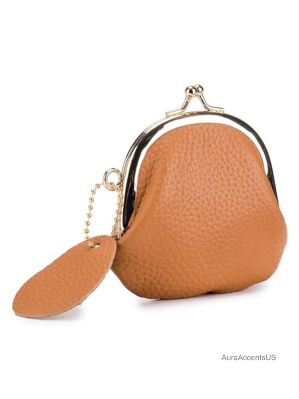 Vintage PU Leather Coin Purse with Kiss Lock, Small Change Purse for Women,